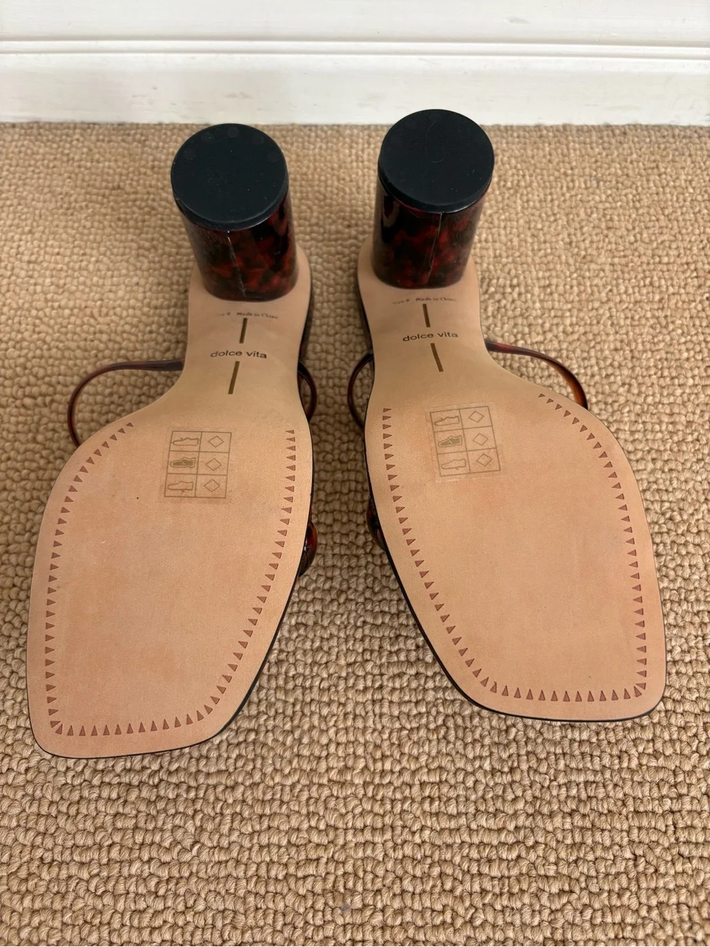 NEW Dolce Vita Tortoiseshell Block Heel Slide Sandals in Brown, size 9